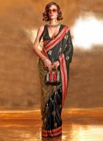 Satin Silk Black Festival Wear Weaving Saree